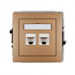 DECO Mechanizm gniazda komputerowego podwójnego 2x RJ45 cat.5e złoty metalik