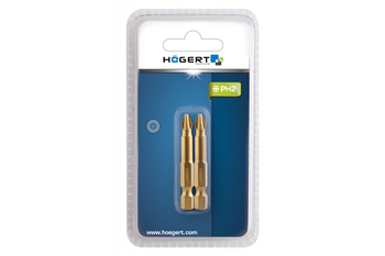 HOGERT Końcówki wkrętakowe PH2, 50 mm, stal S2,
pokryte azotkiem tytanu, 2 szt  HT1S392