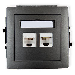 DECO Mechanizm gniazda komputerowego podwójnego 2x RJ45 cat.6e grafitowy 11DGK-6