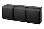 HERMES Gniazdo hermetyczne potrójne z uziemieniem czarny 16A IP44 0323-09