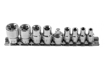 Hogert Zestaw nasadek Torx 9 szt., 1/4": E5-E8, 3/8":
E6-E16, CrV HT1A884