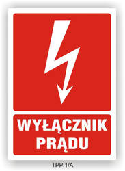 Naklejka TPP 1/A 74x105 S (E010) "Wyłącznik prądu" EN010