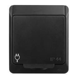 HERMES Gniazdo hermetyczne pojedyncze z uziemieniem 2P+Z 16A IP44 czarny 0321-09
