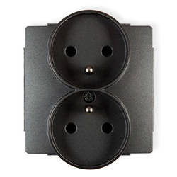 DECO Mechanizm gniazda podwójnego do ramki 2x2P+Z grafitowy 11DGPR-2Z