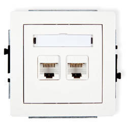 DECO Mechanizm gniazda komputerowego podwójnego 2x RJ45 cat.5e biały  DGK-2