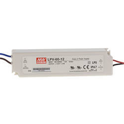 MEAN WELL Zasilacz stałonapięciowy LPV-60-24; Uwe: 90-264V AC; 127-370V DC; Uwy: 24V; Iwy: 0-2,5A, moc: 60W; IP67