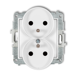 MINI Mechanizm gniazda podwójnego do ramki 2x(2P+Z) ( z przesłoną torów) MGPR-2ZP