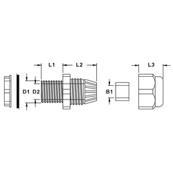 HAUPA Dławnica metryczna M63 IP68 jasno szara z poliamidu 250058