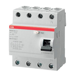 ABB Wyłącznik różnicowo-prądowy serii STANDARD F204-AC-100/0,03; 4-polowy; typ AC; I=100A; In= 30mA 2CSF204001R1900