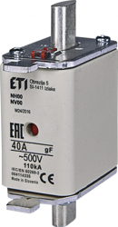 ETI Wkładka topikowa przemysłowa szybka NH00/WT-00 gF 40A/500V