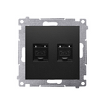 SIMON 54 Gniazdo komputerowe podwójne RJ45 kategoria 6, z przesłoną przeciwkurzową (moduł); czarny D62.01/49