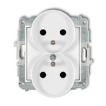 MINI Mechanizm gniazda podwójnego do ramki 2x(2P+Z) (  z przesłoną torów) MGPR-2ZP