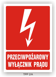 Naklejka TPP 2/A 74x105 S (E436) "Przeciwpożarowy wyłącznik prądu" (EN436)
