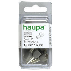 HAUPA Końcówka tulejkowa izolowana Twin DIN 2x4,0/12 szara 270796/10