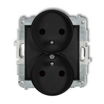 MINI Mechanizm gniazda podwójnego do ramki 2x(2P+Z) (z przesłoną torów) 12MGPR-2ZP czarny