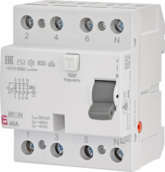 ETI Wyłącznik różnicowoprądowy 4-polowy I=40A Idn=30mA EFI-P4 AC 40/0.030 002061612