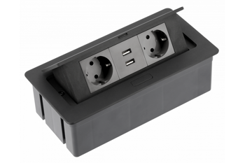 GTV Przedłużacz biurkowy SOFT 2x gniazdo schuko, USB 2,1A, kabel
zasilający z wtyczką, czarny
