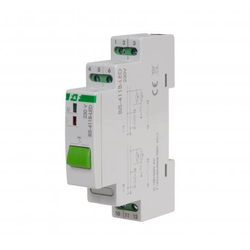F&F Przekaźnik bistabilny typu włącz-wyłącz na szynę TH do źródeł LED 165÷265V AC styk: 1×NO<16A (160A/20ms) z przyciskiem BIS-411B-LED