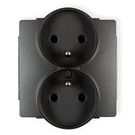 DECO Mechanizm gniazda podwójnego do ramki 2x2P+Z grafitowy 11DGPR-2Z