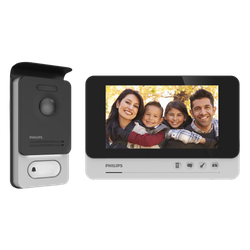 Philips WelcomeEye Connect 2 zestaw wideodomofonowy monitor 7" dotykowy menu OSD WI-FI + APP na telefon sterowanie bramą z czytnikiem breloków zbliżeniowych 125kHz, parowanie dźwiękiem