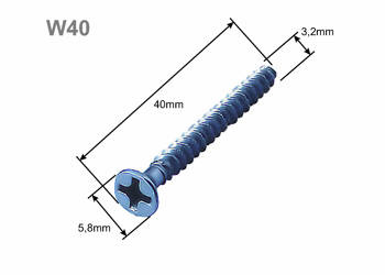 SIMET Wkręt osprzętowy do puszek elektroinstalacyjnych długość 40mm W40 37086400