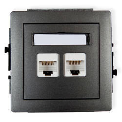 DECO Mechanizm gniazda komputerowego podwójnego 2x RJ45 cat.5e grafitowy 11DGK-2