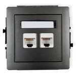 DECO Mechanizm gniazda komputerowego podwójnego 2x RJ45 cat.5e grafitowy 11DGK-2