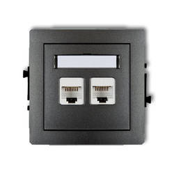 DECO Mechanizm gniazda komputerowego podwójnego grafit 2xRJ45, kat. 6, 8-stykowy
