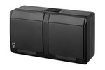 HERMES Gniazdo hermetyczne podwójne z uziemieniem 2x2P+Z 16A IP44 czarny 0322-09