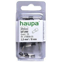 HAUPA Końcówka tulejkowa izolowana DIN 1,5/8 czarna 270808/25