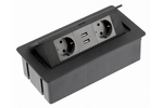 GTV Przedłużacz biurkowy SOFT 2x gniazdo schuko, USB 2,1A, kabel
zasilający z wtyczką, czarny
