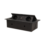 ORNO Gniazda wpuszczane w blat 2 x 2p+Z z płaskim frezowanym rantem i ładowarką USB, czarne OR-AE-13109/B