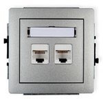 DECO Mechanizm gniazda komputerowego podwójnego 2x RJ45 cat.5e srebrny metalik 7DGK-2