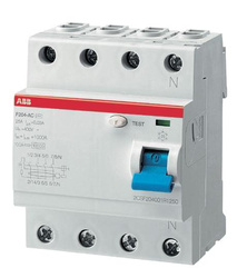 ABB Wyłącznik różnicowo-prądowy serii STANDARD F204-AC-63/0,1; 4-polowy; typ AC; I=63A; In= 100mA 2CSF204001R2630