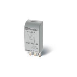 FINDER Moduł sygnalizacji LED i zabezpieczenia przeciwprzepięciowego EMC (warystor), LED zielony 6-24V AC/DC; 99.02.0.024.98