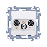 Gniazdo antenowe R-TV-SAT końcowe / zakończeniowe do gniazda przelotowego (moduł). 1x wejście: 5 MHz-2,4 GHz; biały