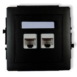 DECO Mechanizm gniazda komputerowego podwójnego 2x RJ45 cat.5e czarny