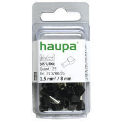 HAUPA Końcówka tulejkowa izolowana Twin DIN 2x1,5/8 czarna 270788/25